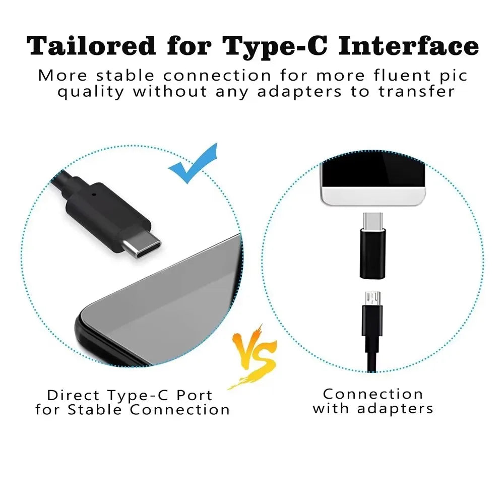 USB-C Endoscope Inspection Camera — Flexible Borescope with LED Lights