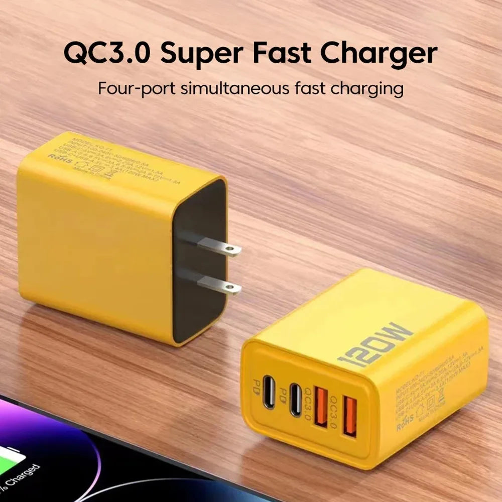 4-Port USB-C Fast Charger — Quick Charge 3.0 Adapter