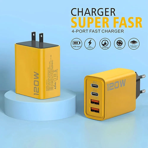 4-Port USB-C Fast Charger — Quick Charge 3.0 Adapter