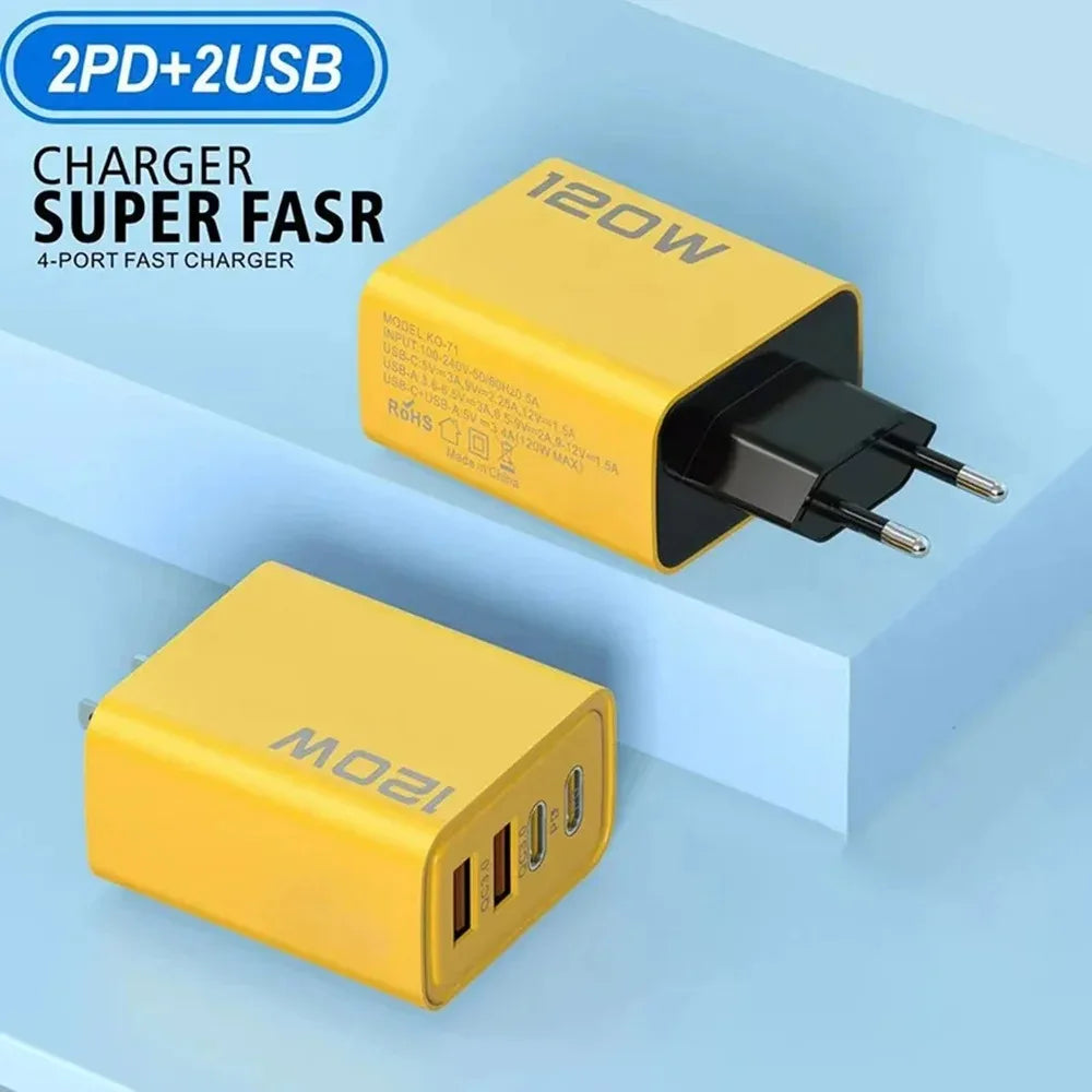 4-Port USB-C Fast Charger — Quick Charge 3.0 Adapter